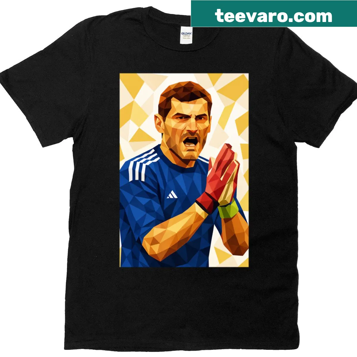 Artistic tribute T-shirt to Iker Casillas, football legend — on a men's t-shirt