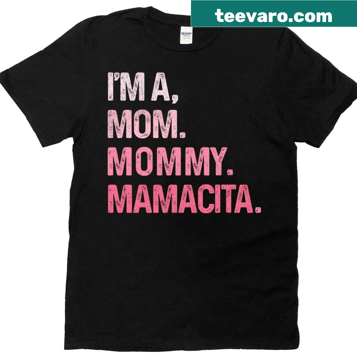 Funny t-shirt for moms featuring 'I'm A Mom Mommy Mamacita' in cartoon style. — on a men's t-shirt