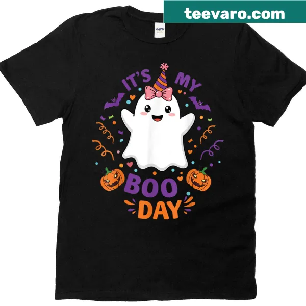 Cute t-shirt with a ghost illustration and 'It's My Boo Day' text for Halloween birthdays.