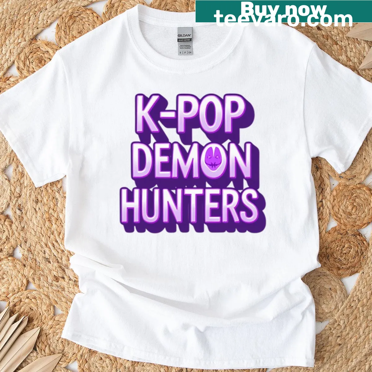 Neon style K-pop typography T-shirt with dynamic lettering — on a men's t-shirt