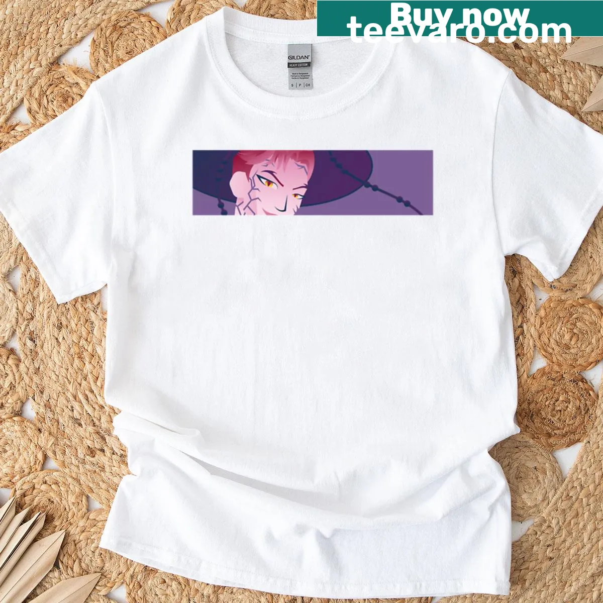 Kpop Demon Hunter Abby Saja t-shirt with a playful illustration — on a men's t-shirt