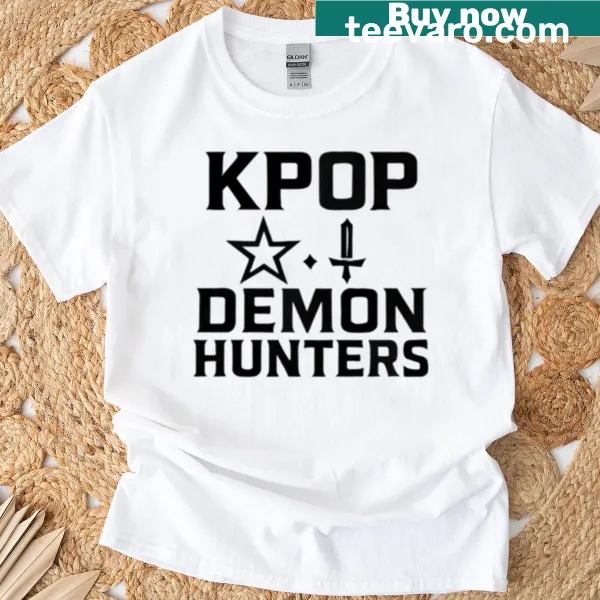 Oversized Kpop t-shirt with Demon Hunters design in black fonts