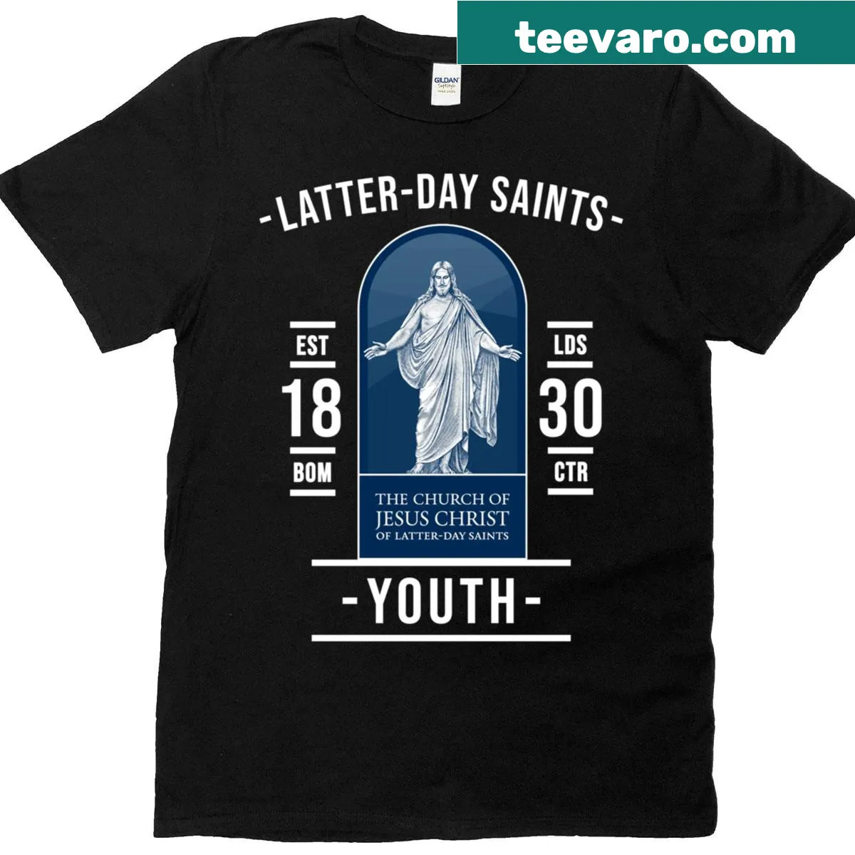 Inspirational typography t-shirt for Latter-day Saints youth — on a men's t-shirt