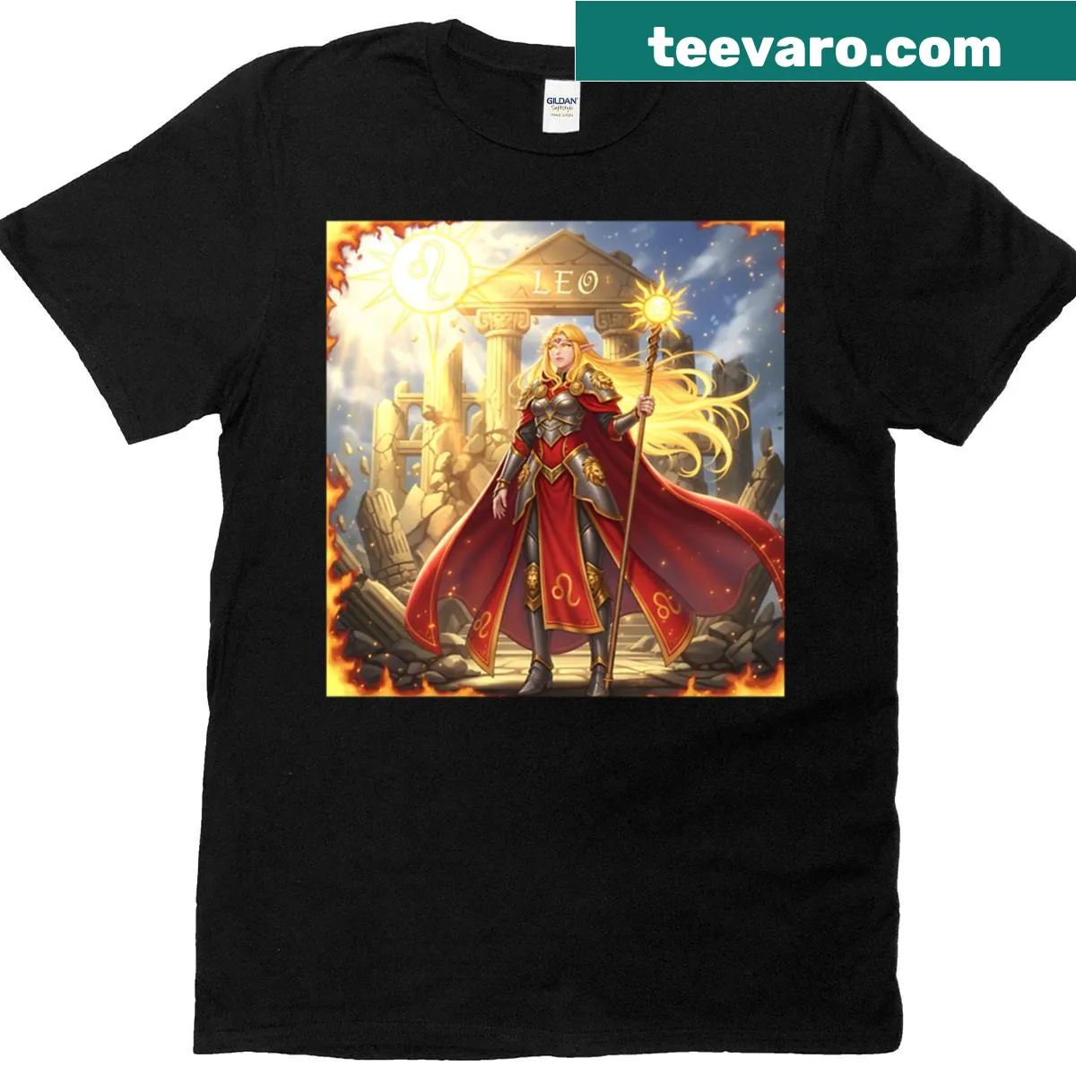 Majestic Leo elf graphic t-shirt with inspirational message — on a men's t-shirt