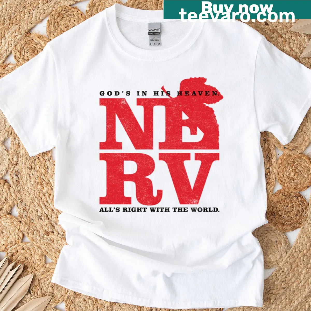 Hand-lettered Love Nerv variant t-shirt design — on a men's t-shirt