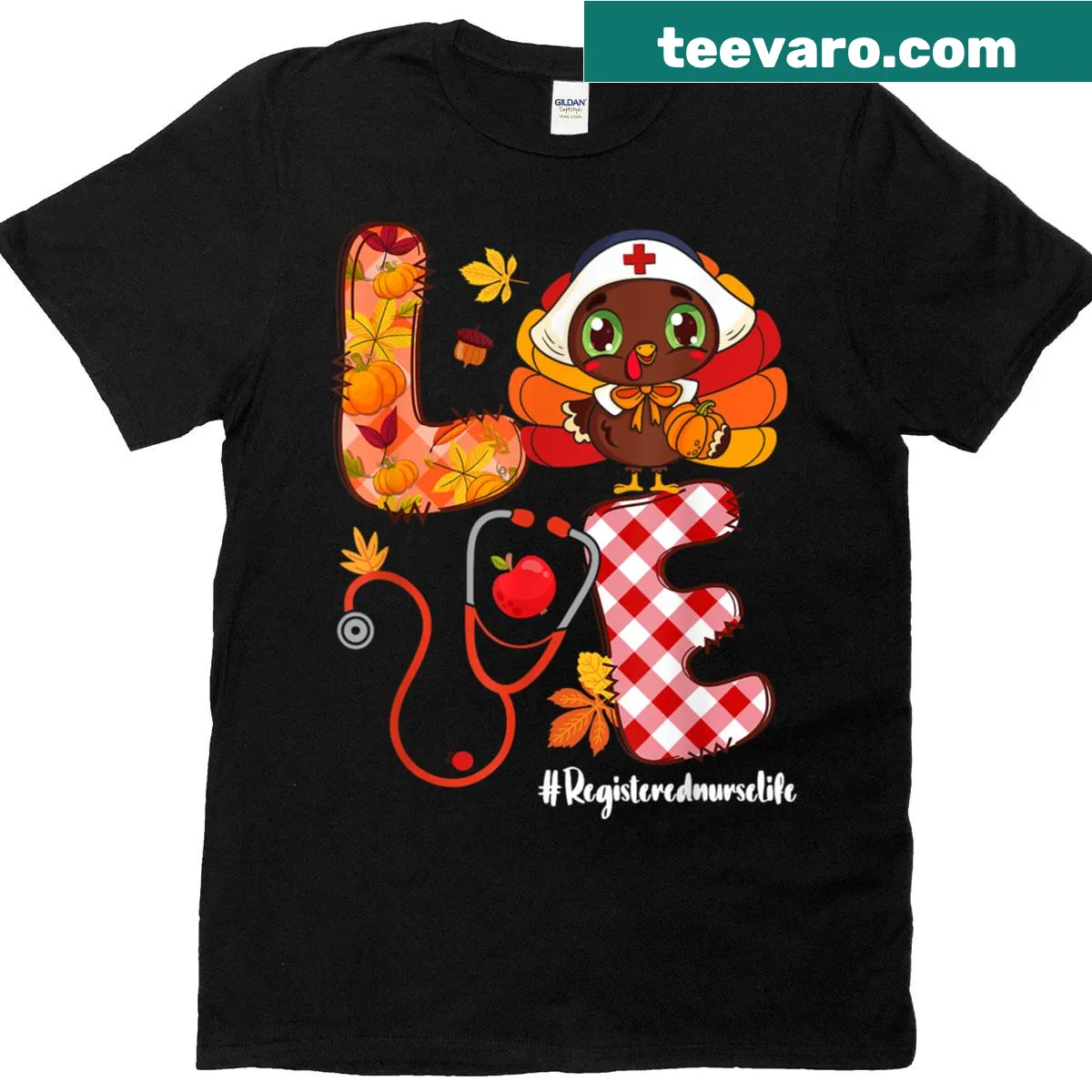 Thanksgiving-themed t-shirt for nurses with turkey design. — on a men's t-shirt