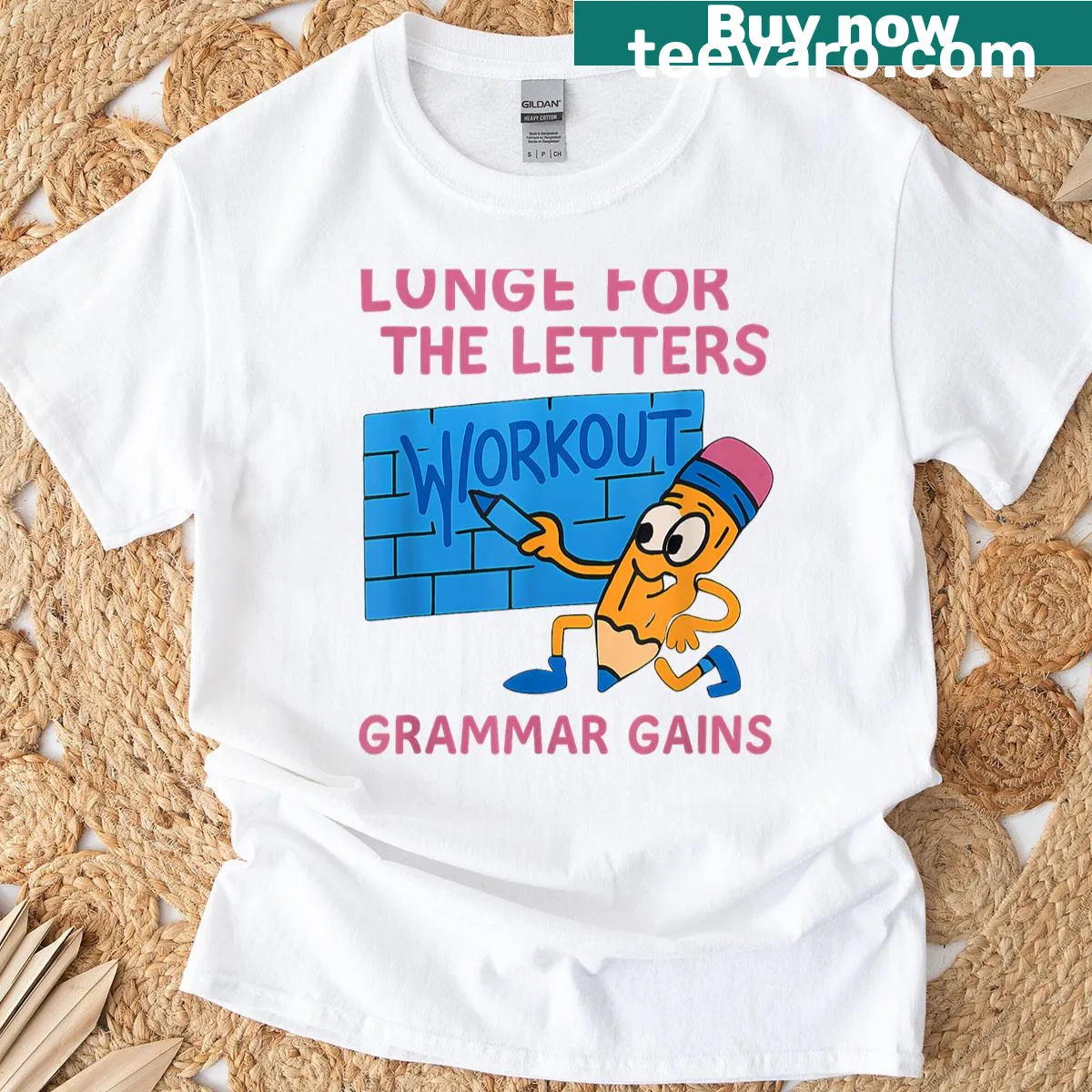 Funny typography design with the phrase ‘Lunge For The Letters’ — on a men's t-shirt
