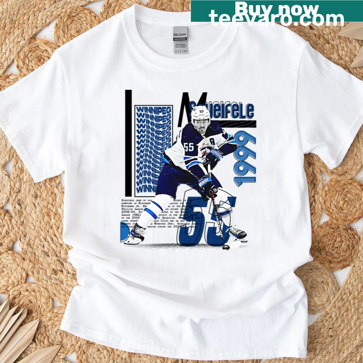 Oversized T-shirt featuring M Scheifele hockey player design — on a men's t-shirt
