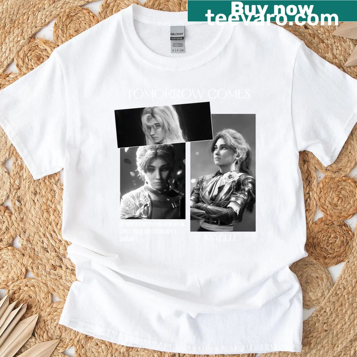 Maelle Expedition 33 t-shirt with adventure-themed graphic — on a men's t-shirt