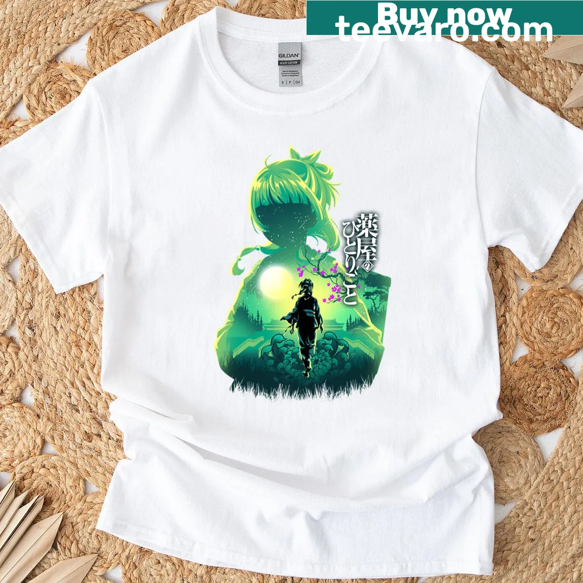 Whimsical illustration t-shirt featuring Maomao the Apothecary — on a men's t-shirt