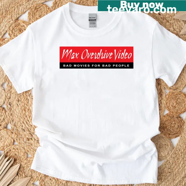 Illustrative design celebrating Max Overdrive video on a t-shirt