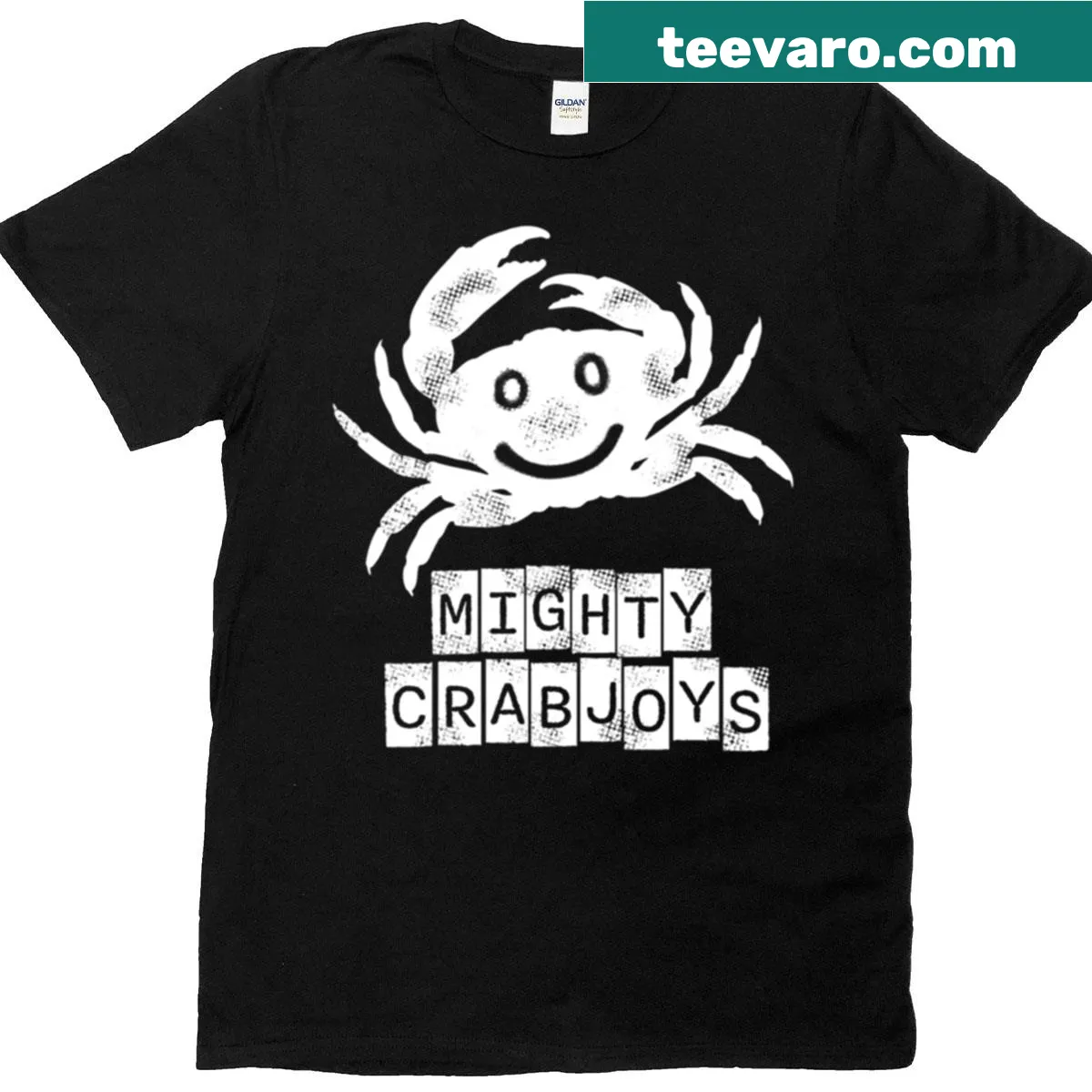 Playful T-shirt featuring a graphic of a joyful crab. — on a men's t-shirt