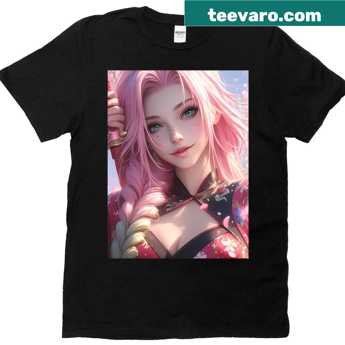 Oversized T-shirt featuring Mitsuri Kanroji from Demon Slayer. — on a men's t-shirt