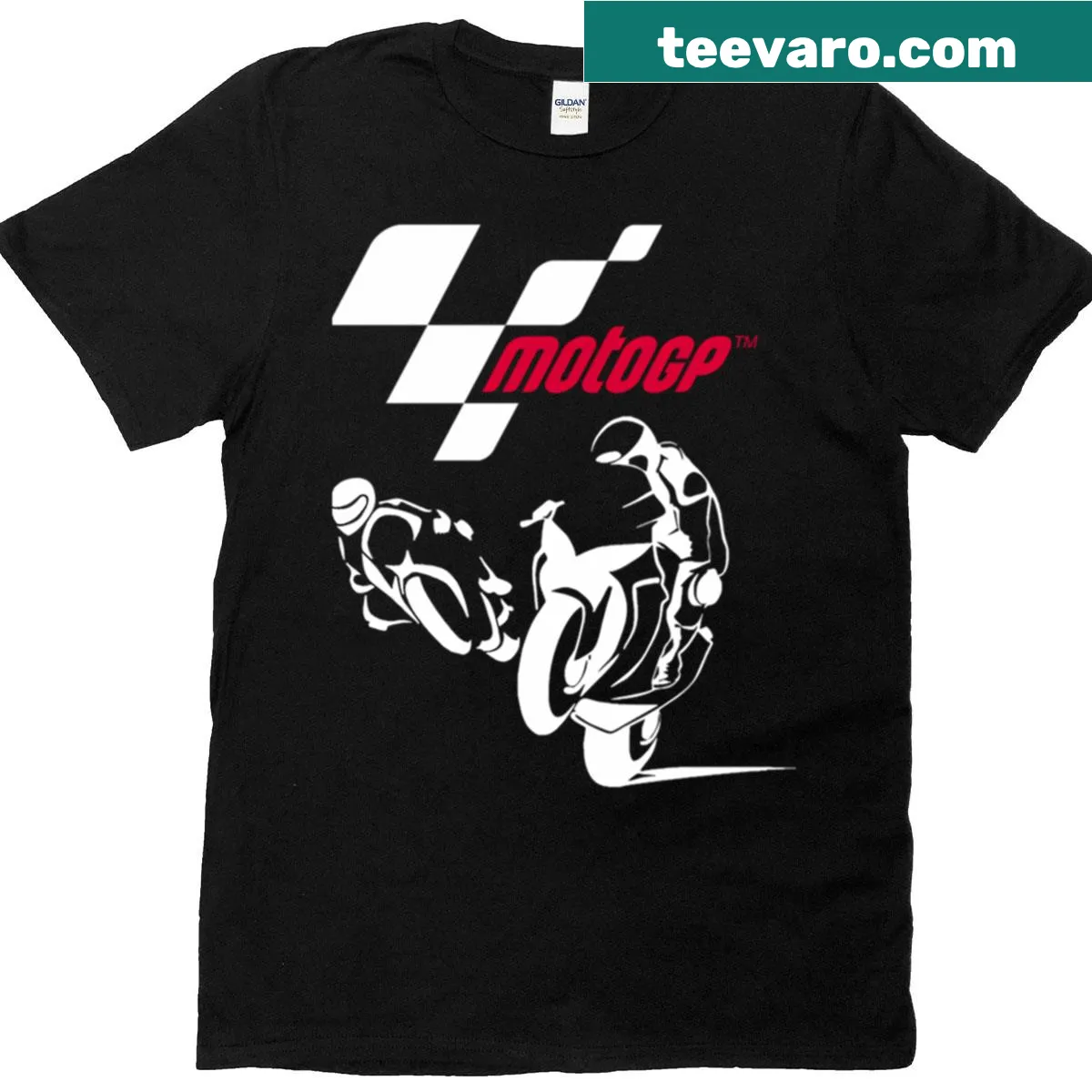 Moto GP motorcycle racing T-shirt with dynamic racing illustration. — on a men's t-shirt
