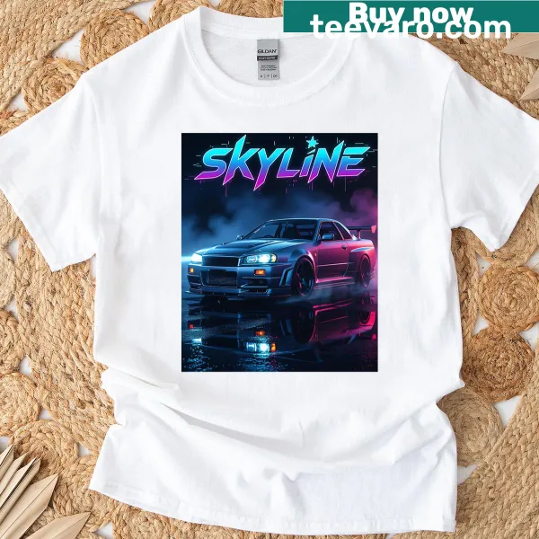 Sporty Nissan Skyline T-shirt featuring a modern car silhouette