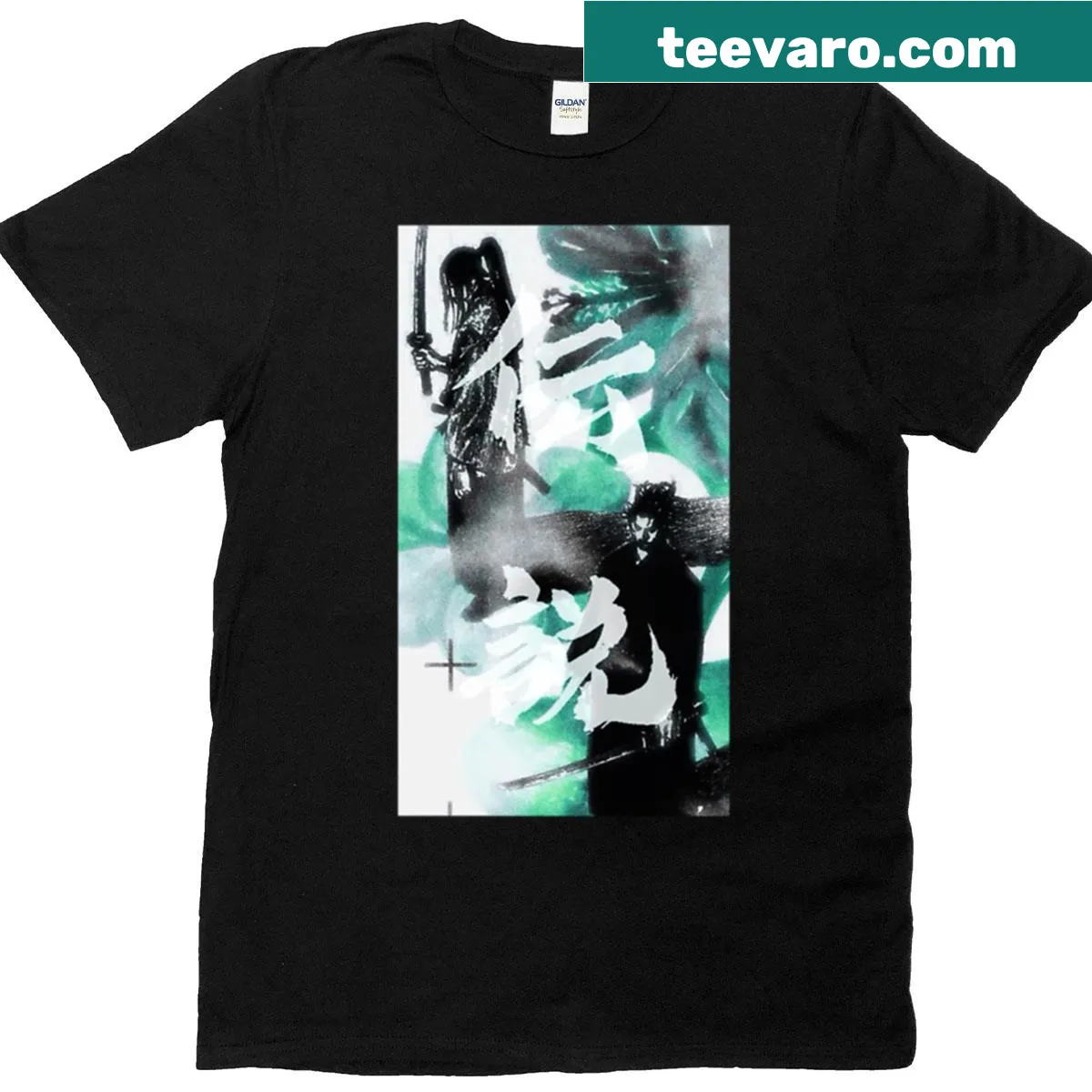 Oversized t-shirt with illustrations of Musashi Miyamoto and Kojiro Sasaki — on a men's t-shirt