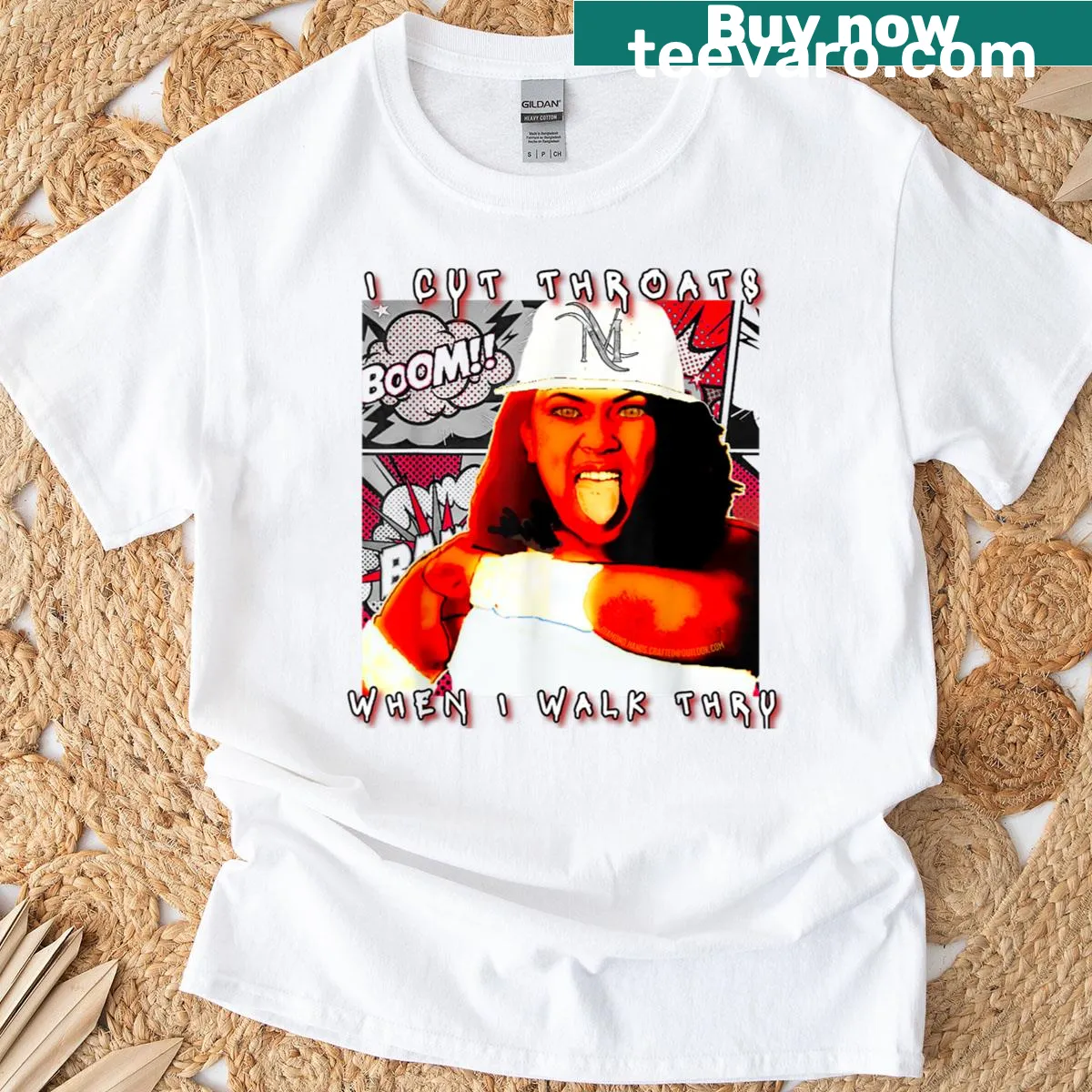 Edgy t-shirt with Cut Throats graphic — on a men's t-shirt