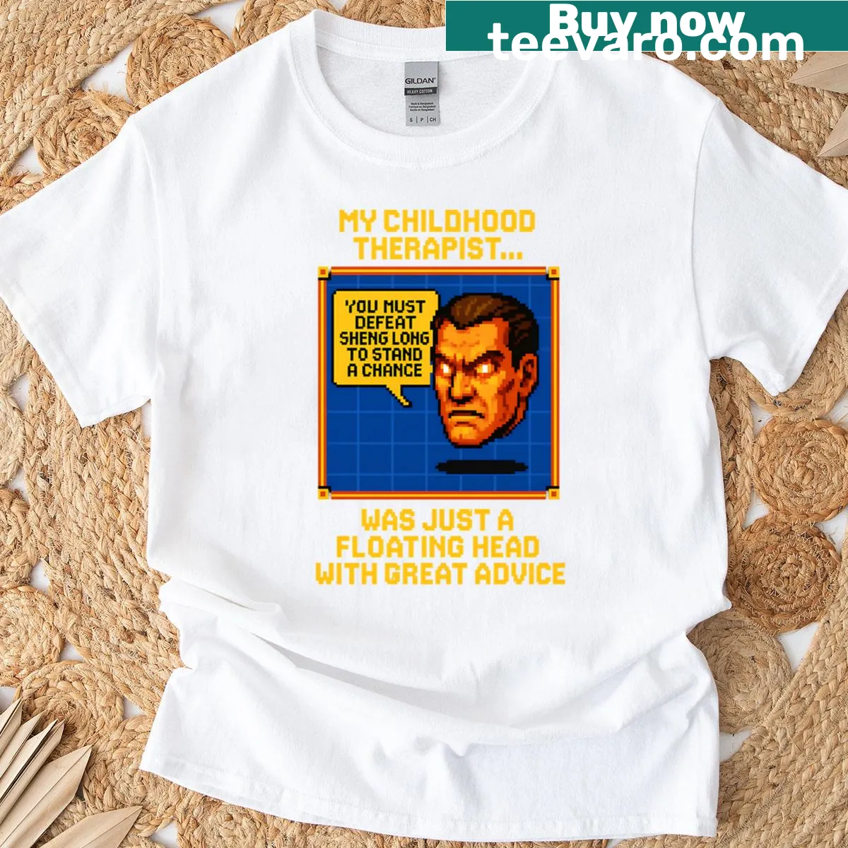 Oversized t-shirt with funny gamer nostalgia graphic — on a men's t-shirt