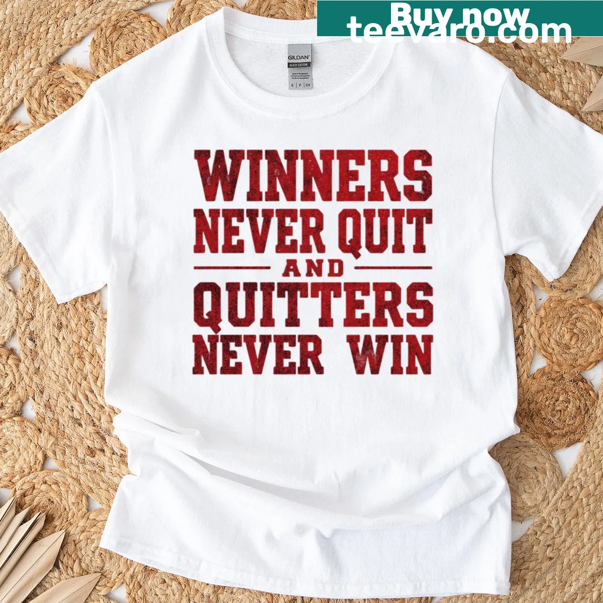 Sarcastic Never Give Up Ever T-shirt with bold typography — on a men's t-shirt