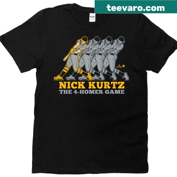 T-shirt celebrating Nick Kurtz's four-home run game in baseball.