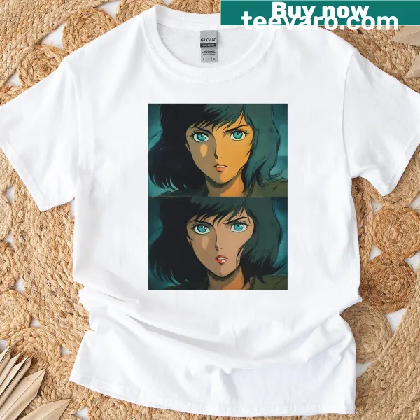Oversized T-shirt featuring nostalgic anime illustrations