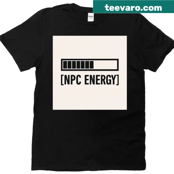 Minimalist Npc Energy loading bar graphic on oversized gamer t-shirt