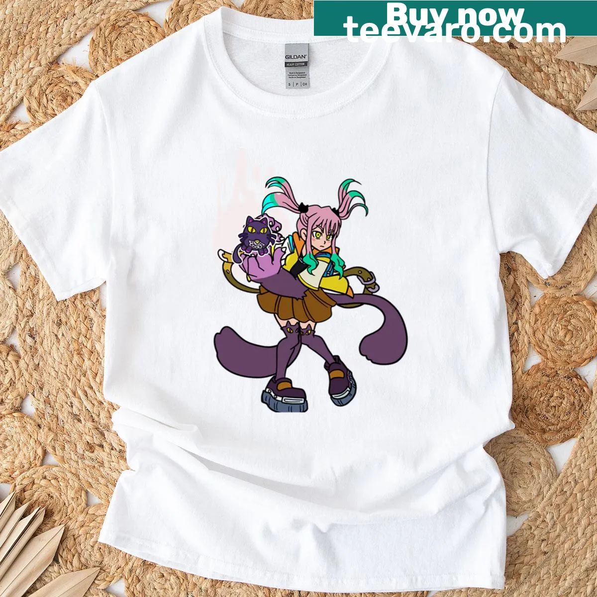 Illustrated Nuka the Witch graphic T-shirt from Freakademy — on a men's t-shirt