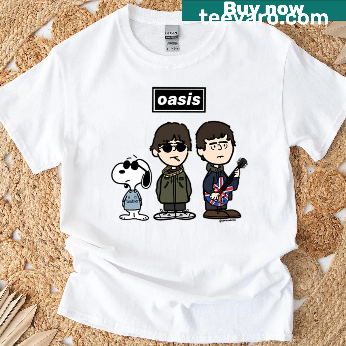 Minimalist Oasis X Esnupi T-shirt with stylish typography — on a men's t-shirt