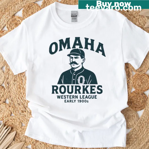Vintage oversized t-shirt featuring Omaha Rourkes baseball logo
