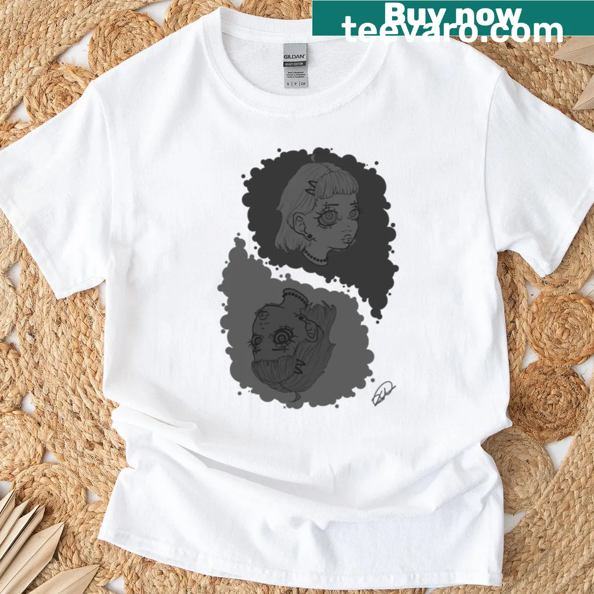 Abstract graphic T-shirt representing the concept of opposites — on a men's t-shirt