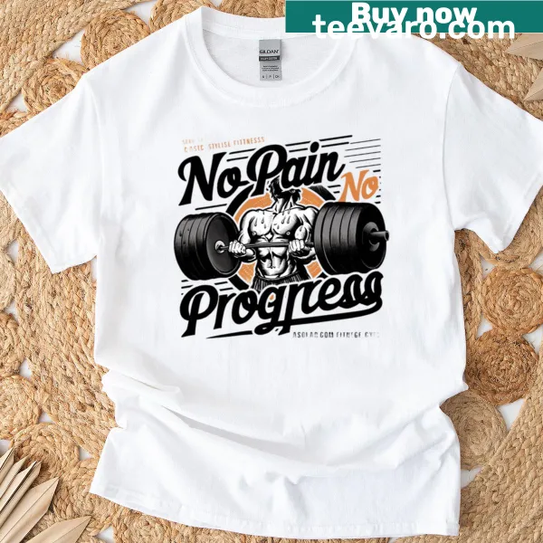Vintage barbell t-shirt with the phrase 'Pain Builds Power'