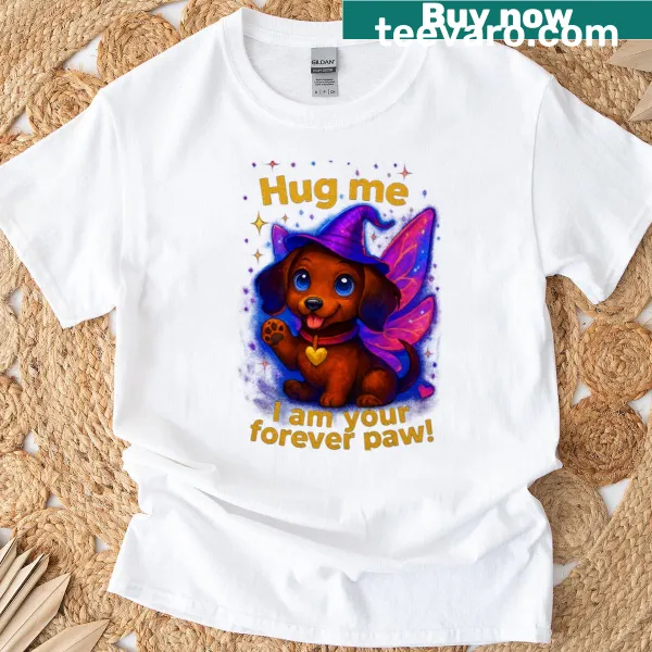 Adorable t-shirt featuring paws hugging a heart