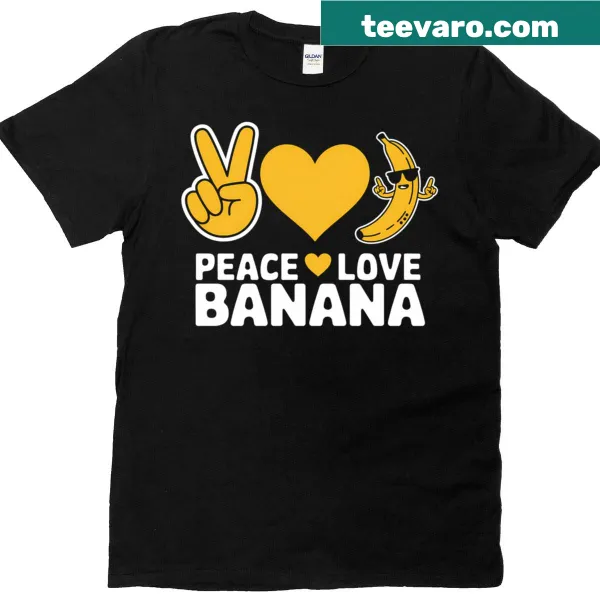 Cute t-shirt featuring 'Peace Love Banana' illustration