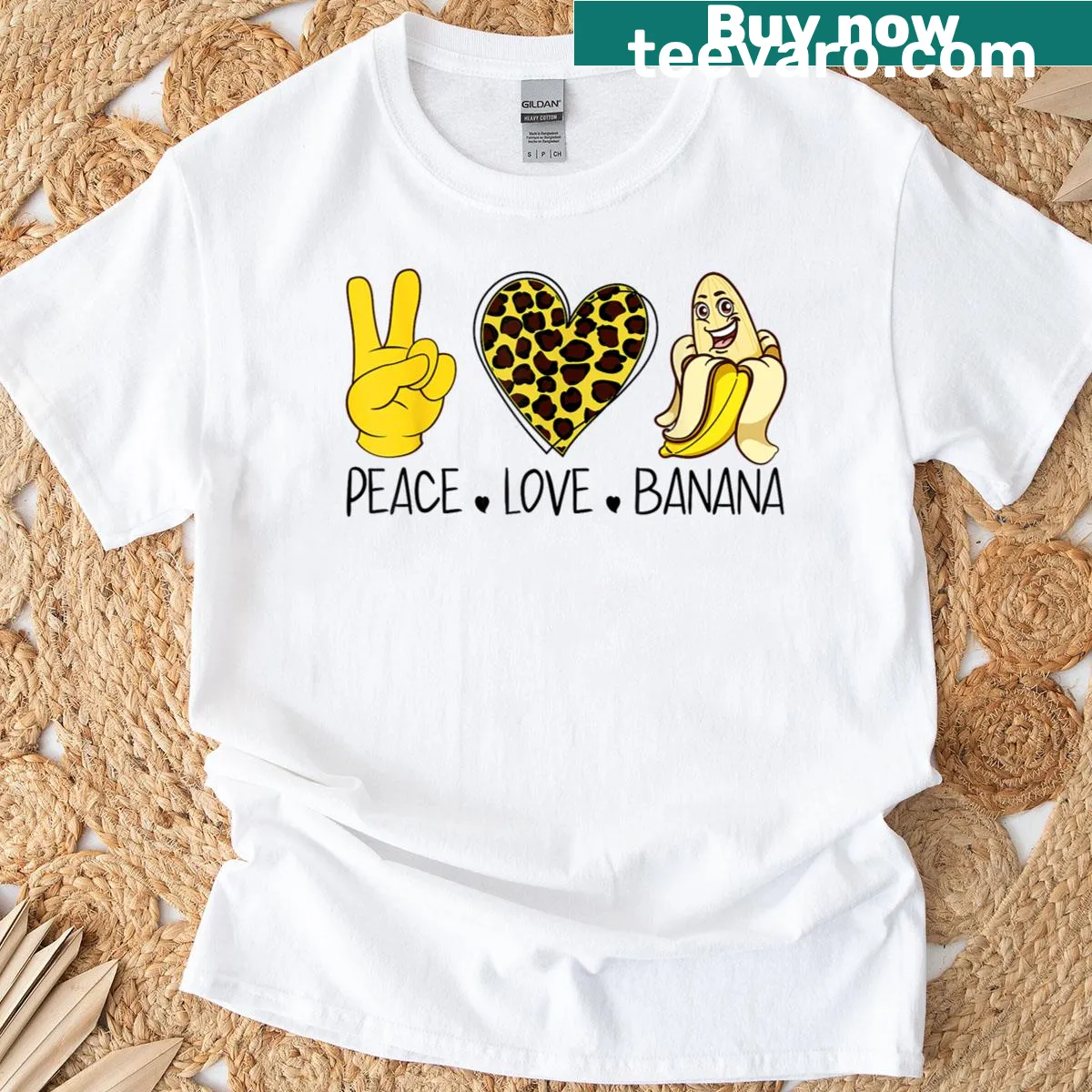 Funny banana design with 'Peace Love Banana' text for kids — on a men's t-shirt