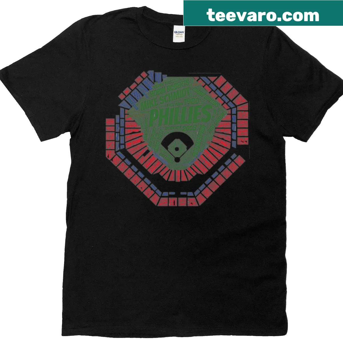 Graphic of Phillies stadium on a sports T-shirt — on a men's t-shirt
