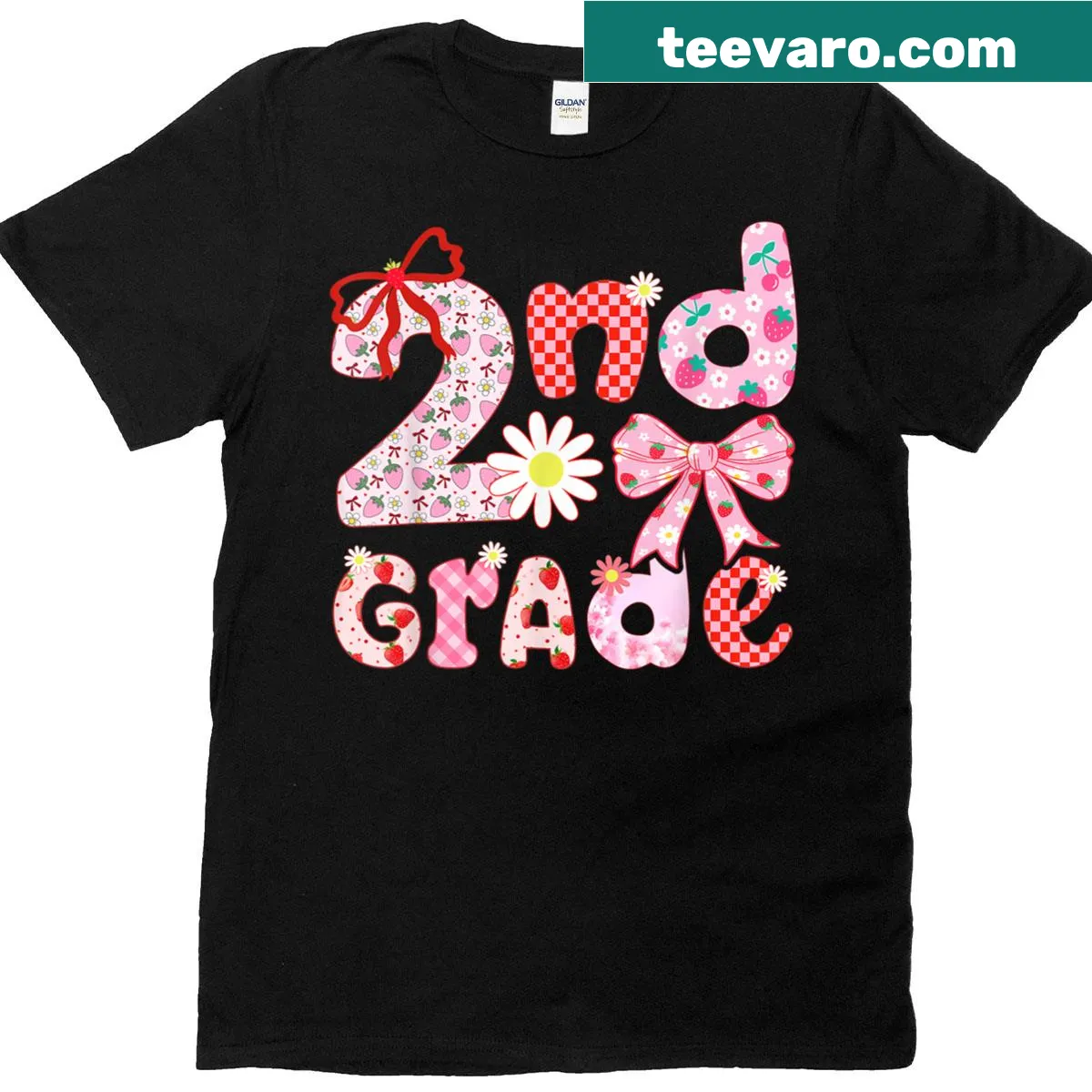 Back to school t-shirt for 2nd grade teachers with strawberry design — on a men's t-shirt