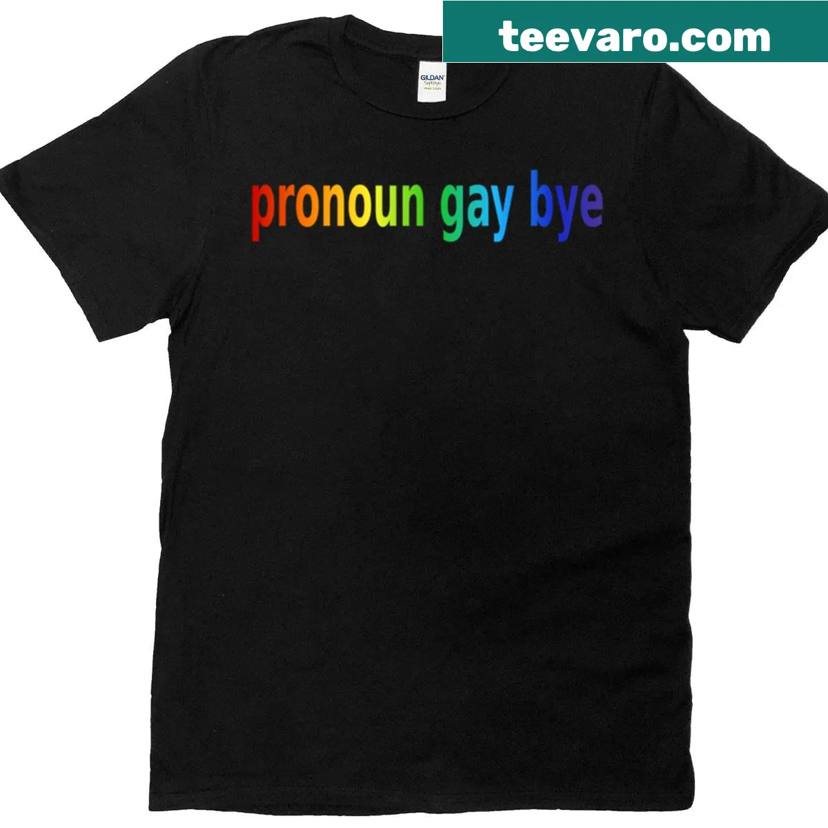 Playful t-shirt with inclusive message about pronouns — on a men's t-shirt