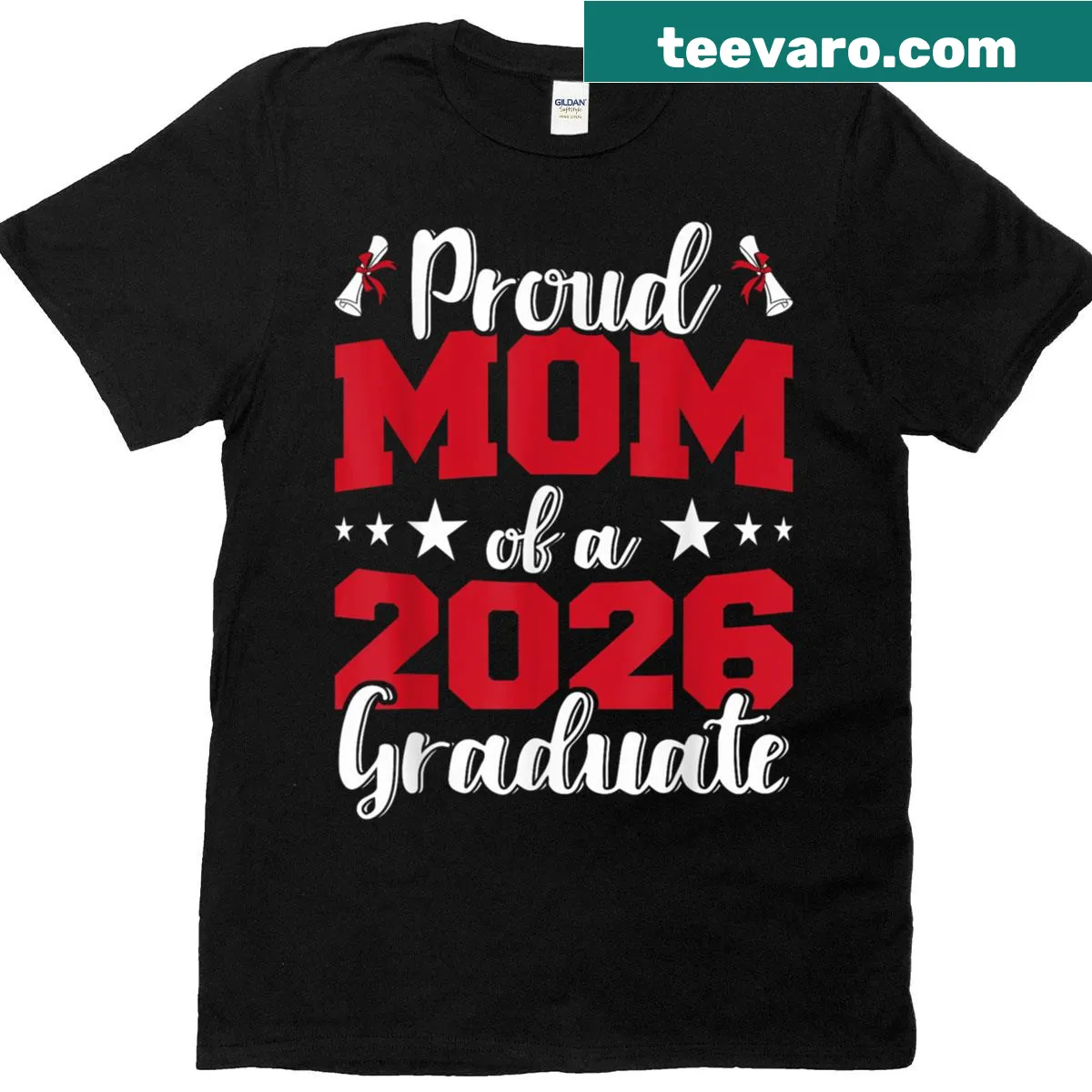 Proud mom T-shirt with 'Proud Mom Of A 2026 Graduate' text — on a men's t-shirt