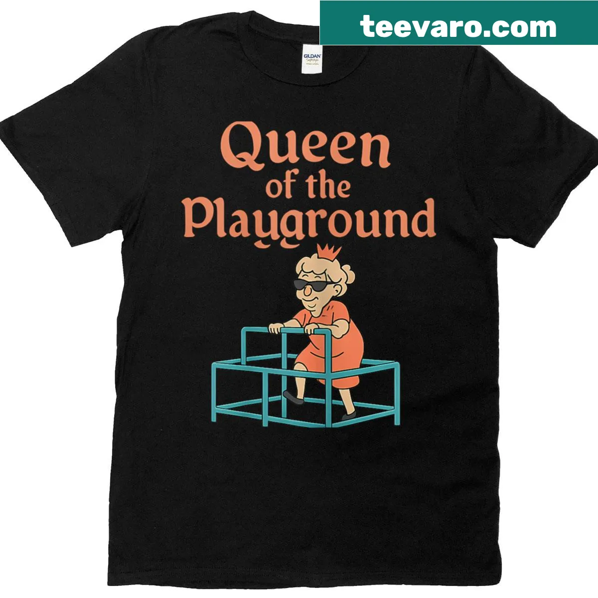 T-shirt featuring the phrase 'Queen Of The Playground' — on a men's t-shirt