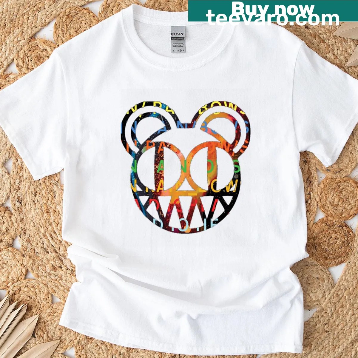 T-shirt featuring the iconic Radiohead music logo design — on a men's t-shirt