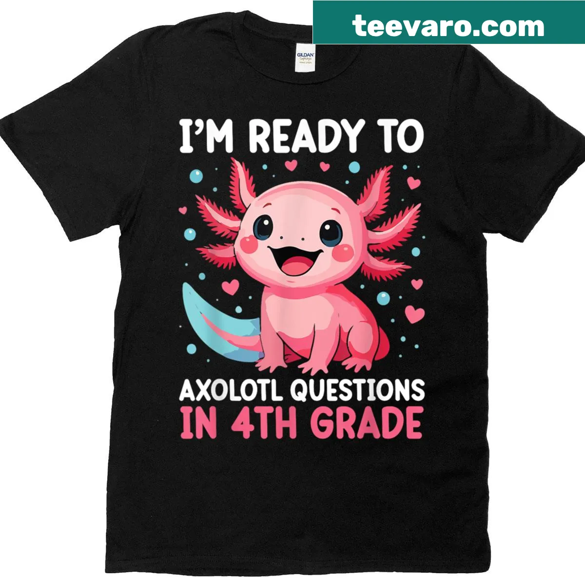 Cute T-shirt with an axolotl design and 'Ready For 4th Grade?' text — on a men's t-shirt