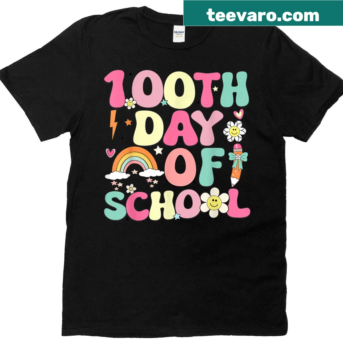Retro style T-shirt for 100th day of school celebration — on a men's t-shirt