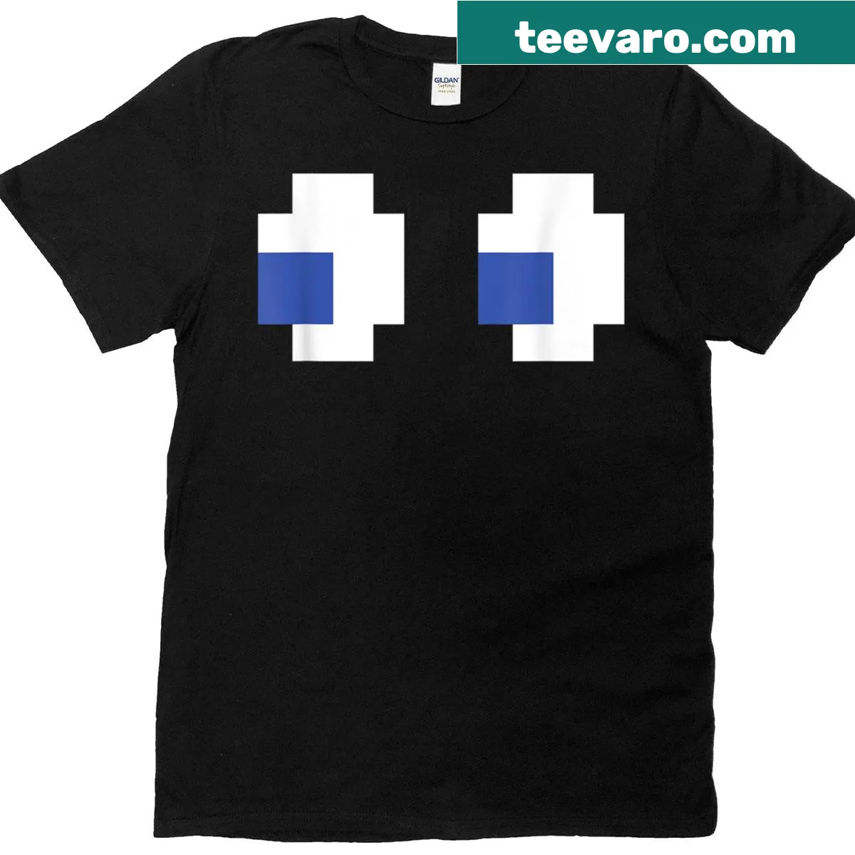 Nostalgic t-shirt with retro arcade game ghost graphic — on a men's t-shirt