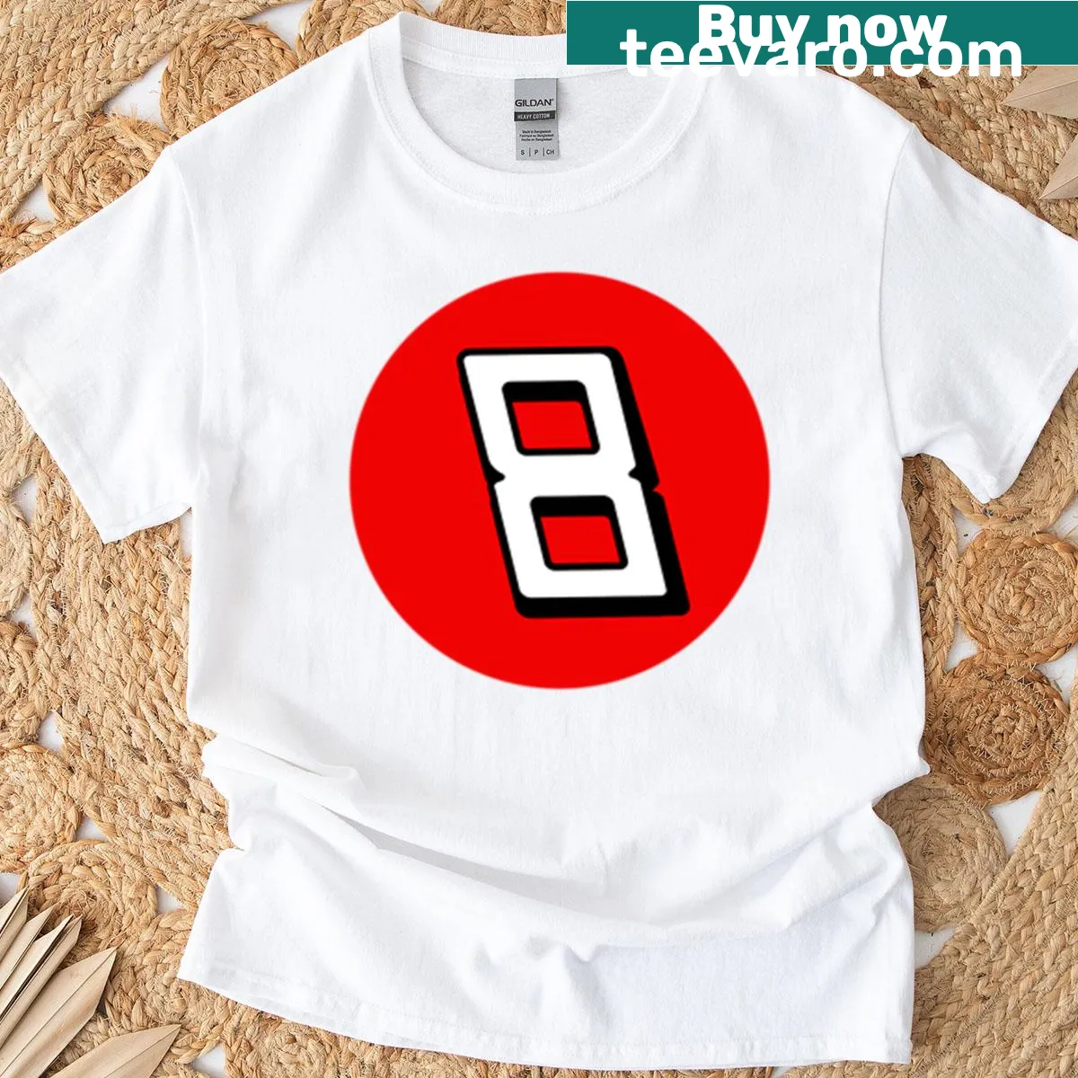 Vintage Dale Earnhardt Jr. No. 8 car design T-shirt — on a men's t-shirt