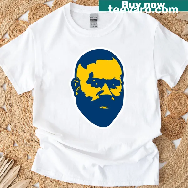 T-shirt featuring a colorful design inspired by Rupeni Caucaunibuca