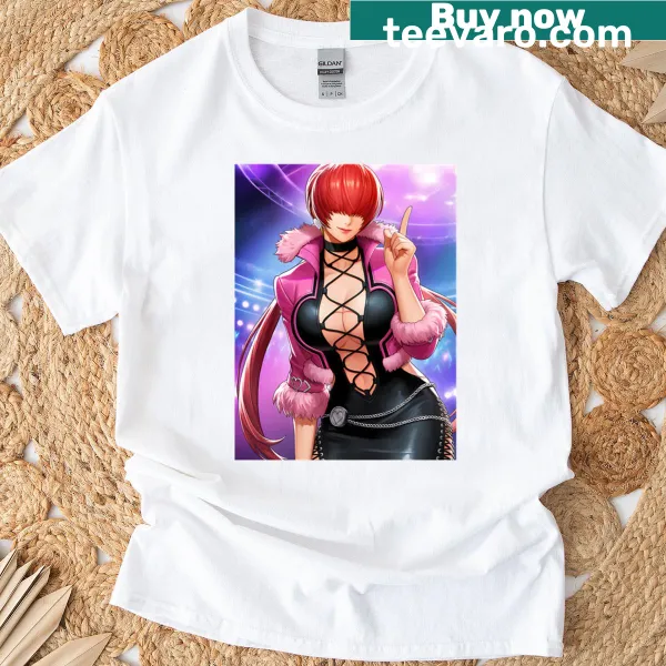Cartoon illustration of Shermie character on a casual t-shirt