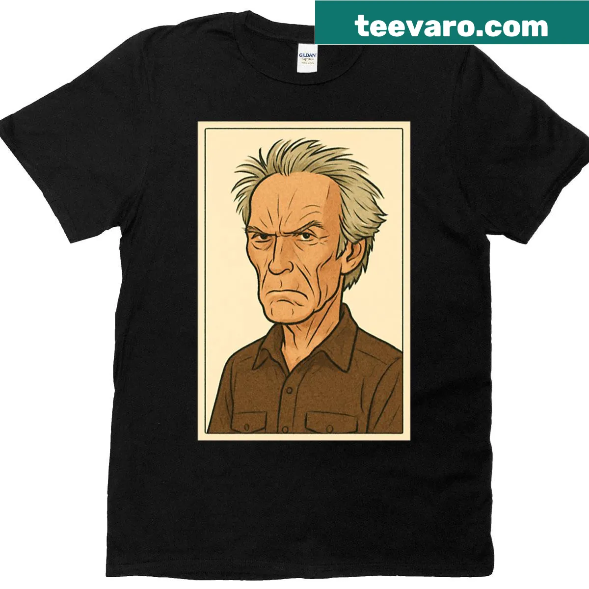Vintage-style T-shirt featuring Clint Eastwood design — on a men's t-shirt