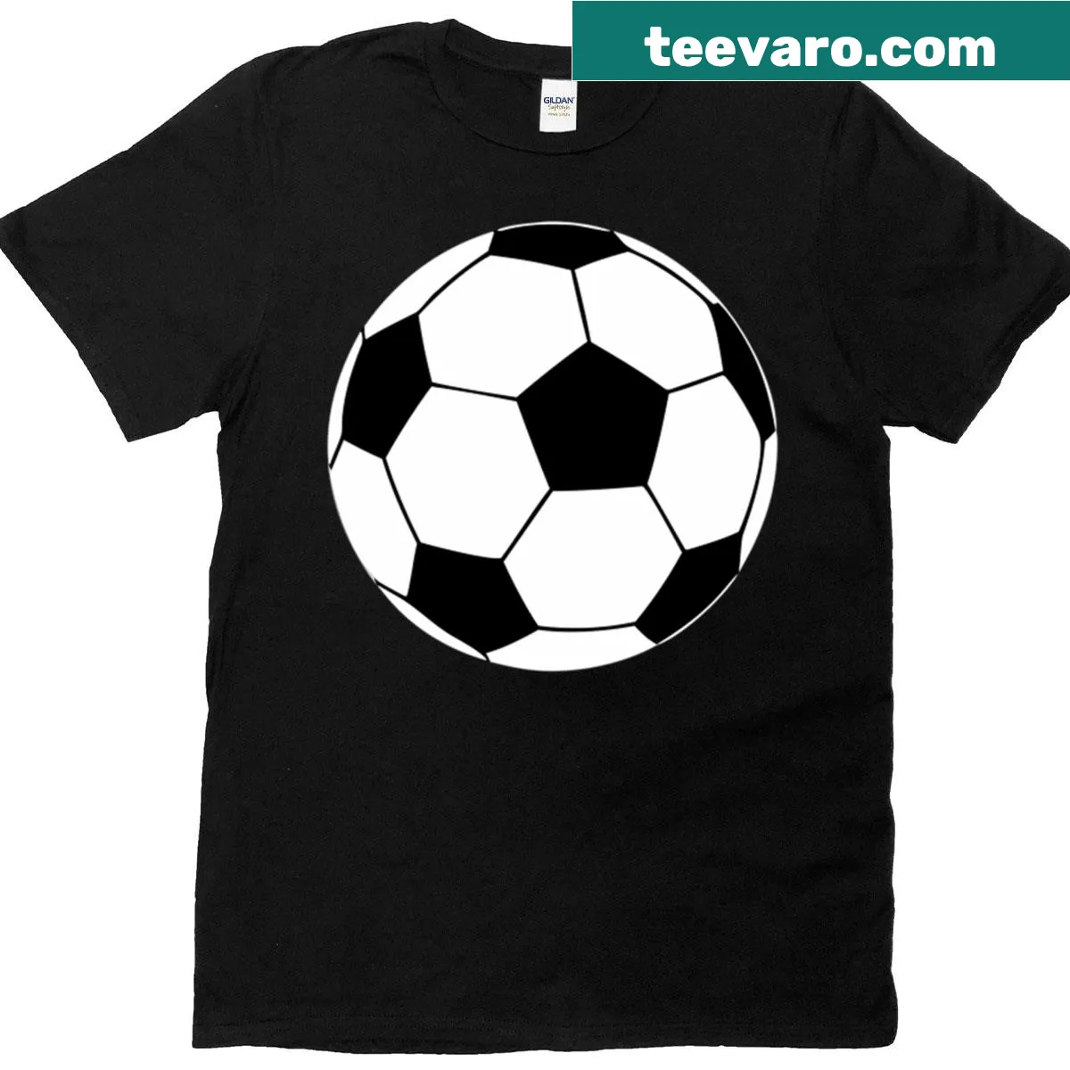 Black and white soccer ball icon design for soccer fans — on a men's t-shirt