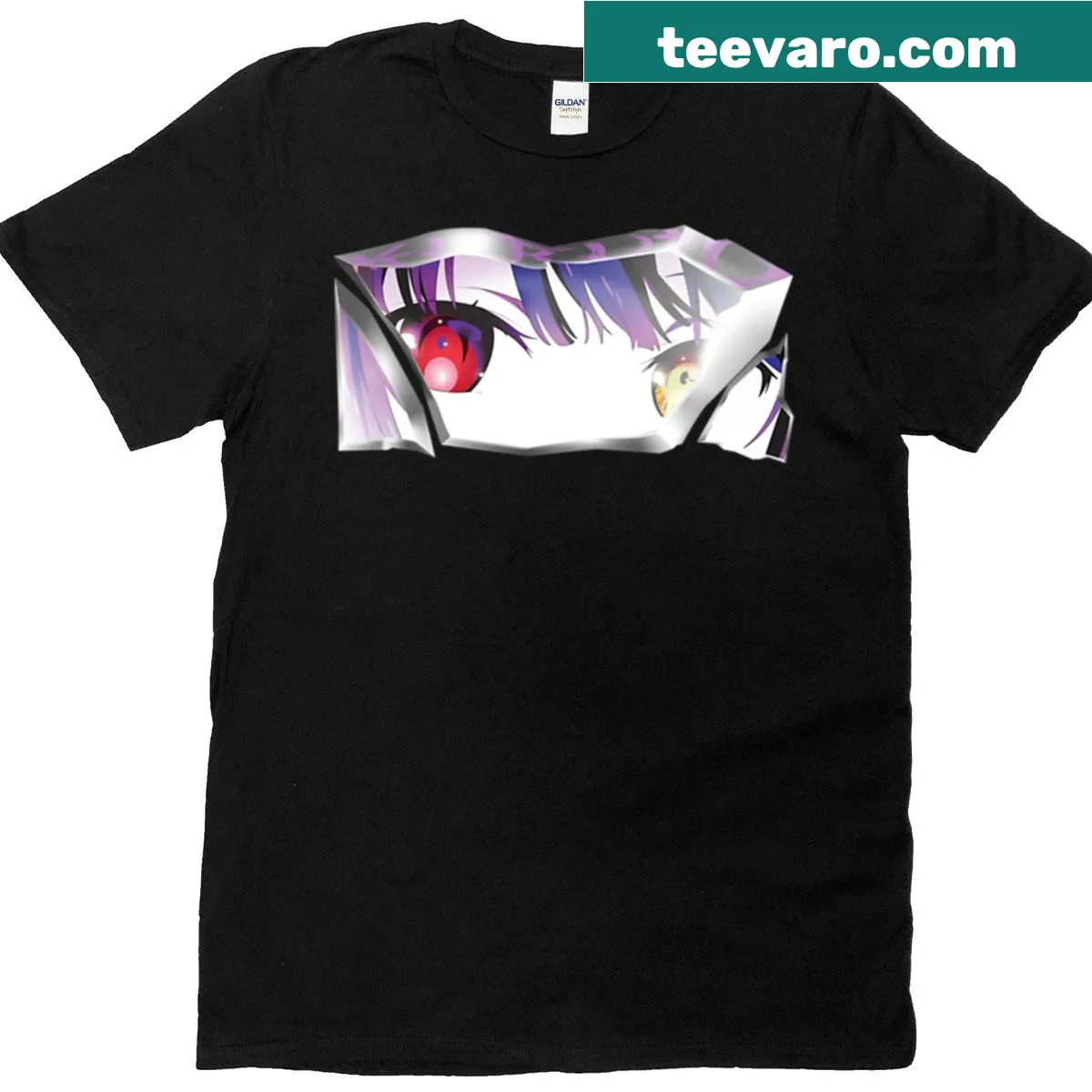 Oversized t-shirt featuring anime eyes and glasses illustration — on a men's t-shirt