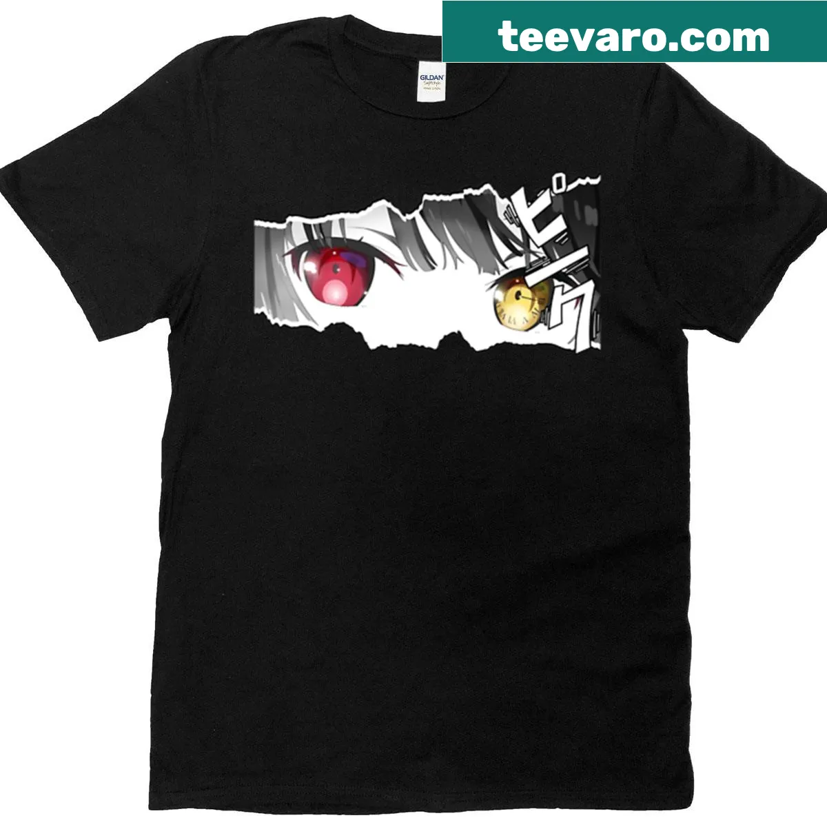 Oversized tee with enchanting anime-inspired eye illustrations — on a men's t-shirt